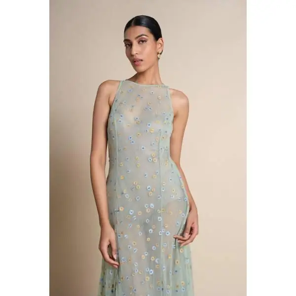Anita Dongre-Lakeforest Embroidered Gown - Sage
