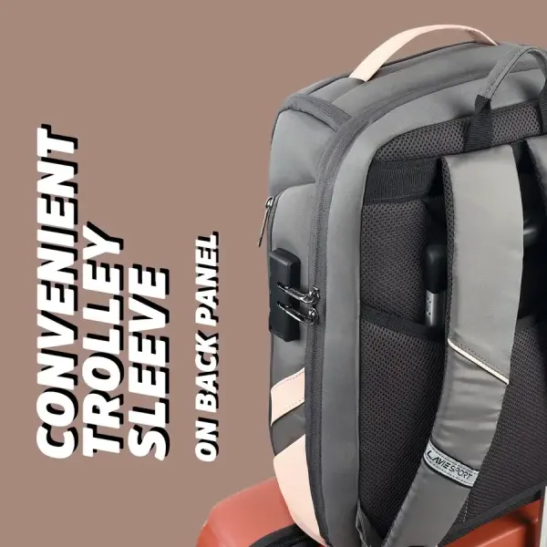 Lavie-Sport Emperor 24L Anti-theft Laptop Backpack For Men & Women - Pink/Grey Colour