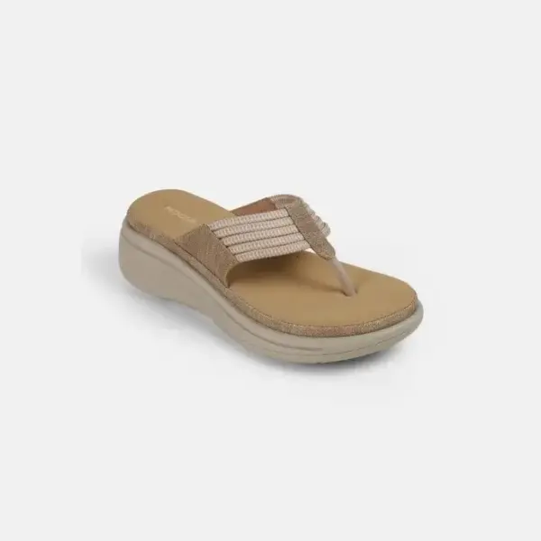 Mochi-Women Beige Casual Slippers