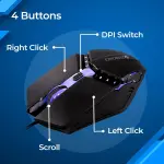 ZEBRONICS PHERO Wired Gaming Mouse with up to 1600 DPI