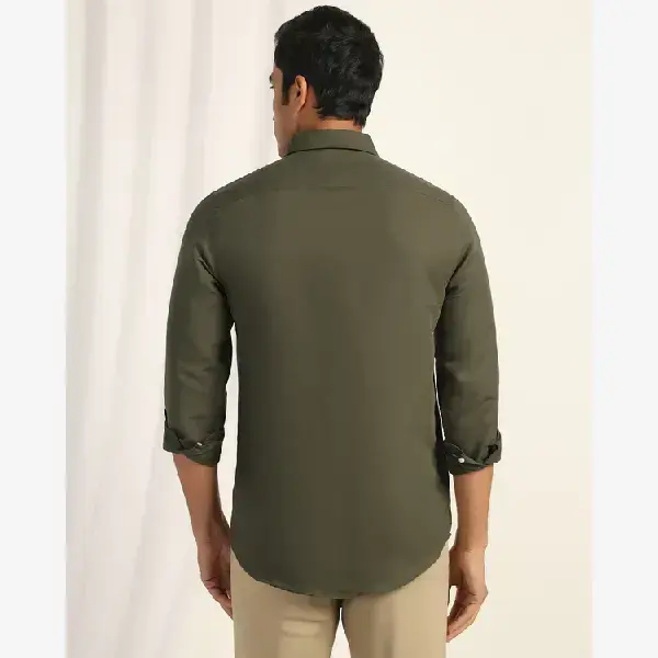 BLACKBERRYS-Linen Casual Half Sleeve Tan Solid Shirt - Salmon