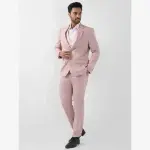 Raymond-Men Red Structured Regular Fit Polyester Blend Suit