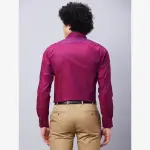 Raymond-Men Red Structure Slim Fit Cotton Shirt