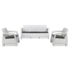 Nilkamal-Goa Plastic 3 + 1 + 1 Seater Sofa with Cushion (Milky White and Grey)