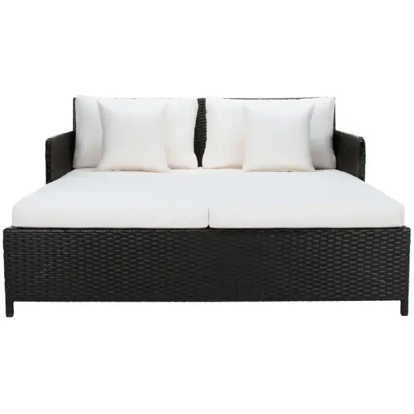 Overstock-SAFAVIEH Outdoor Taniyah Wicker Daybed with Pillow & Cushions - 53W x 28D x 62H