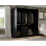 Overstock-Palace Imports 100% Solid Wood Cosmo 3-Door Wardrobe Armoire with Solid Wood or Mirrored Doors