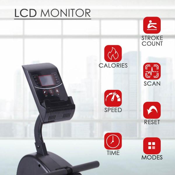 PowerMax-RH-250 Foldable Rowing Machine with Digital Display for Home use