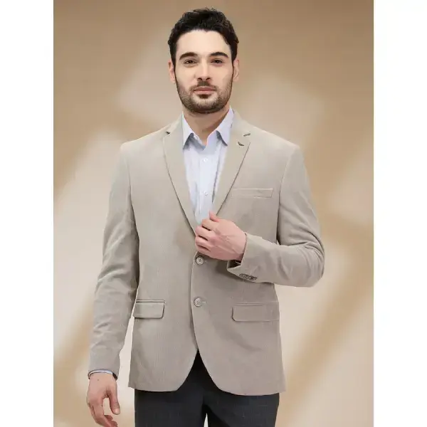 Raymond-Park Avenue Men Brown Corduroy Slim Fit Polyester Blazer