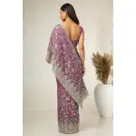 Soch-Onion Pink Chiffon Embroidered Saree With Beads And Stones