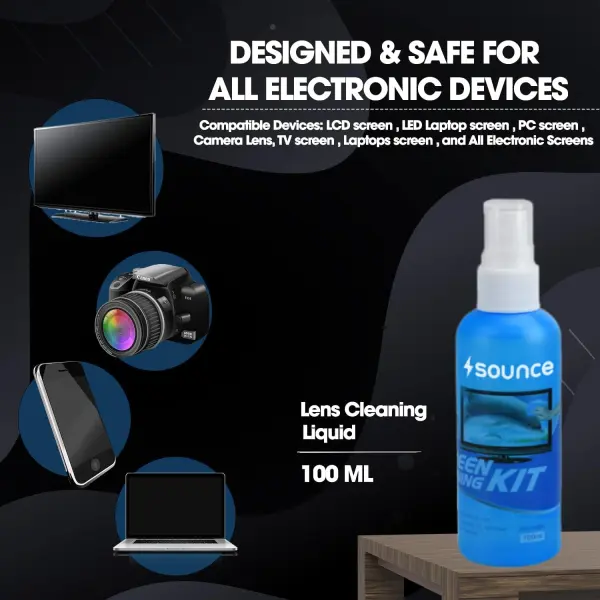 Sounce 3 in 1 Cleaning Set for Screen PC, Laptops, Monitors, Mobiles, LCD, LED, TV/Professional