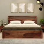 WoodenStrret-Bacon Sheesham Wood Hydraulic Bed With Storage