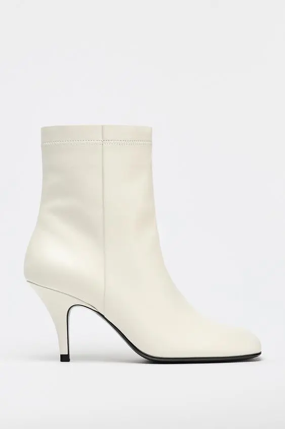 ZARA-LEATHER ANKLE BOOTS WITH TOPSTITCHING