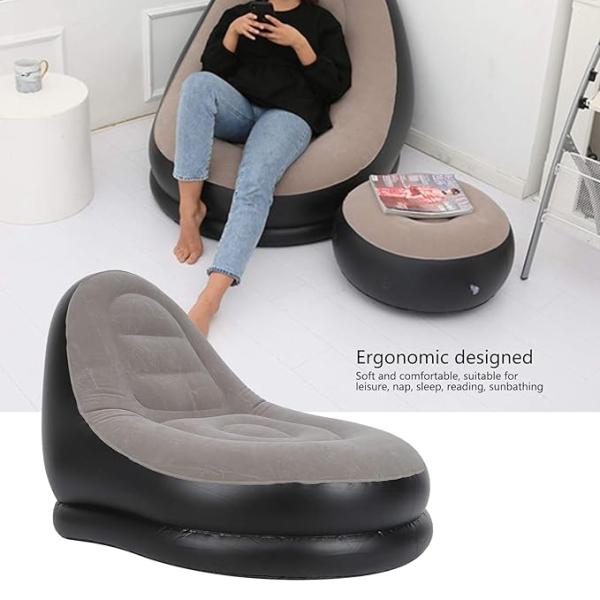 COZY CORNER Rubberwood Inflatable Leisure Sofa Chair and Footstool
