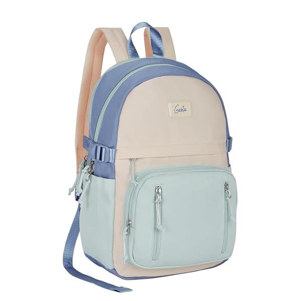 Genie Lit Casual Backpack For Girls|17 Inch-18 Litres With laptop Compartment, Back pocket, Side Pockets with Padded Shoulders