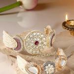 ZAVERI PEARLS Set Of 2 Multi-Colour Enamel Multistrand Beaded Kundan & Dazzling Crescent Bracelet For Women-ZPFK16853