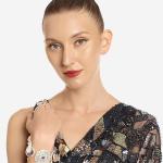 ZAVERI PEARLS Set Of 2 Multi-Colour Enamel Multistrand Beaded Kundan & Dazzling Crescent Bracelet For Women-ZPFK16853