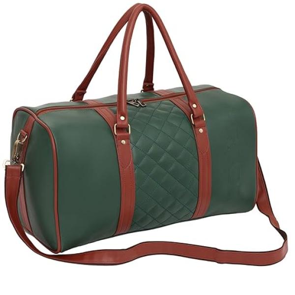 Fur Jaden Vegan Leather Sustainable & Durable Holiday Travel Duffle Bag 30L Storage Weekender Cabin Bag Gym Bag for Men and Women (Green)