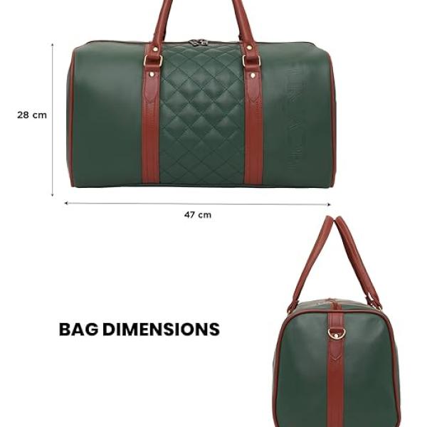 Fur Jaden Vegan Leather Sustainable & Durable Holiday Travel Duffle Bag 30L Storage Weekender Cabin Bag Gym Bag for Men and Women (Green)