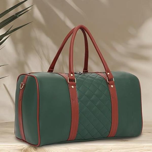 Fur Jaden Vegan Leather Sustainable & Durable Holiday Travel Duffle Bag 30L Storage Weekender Cabin Bag Gym Bag for Men and Women (Green)