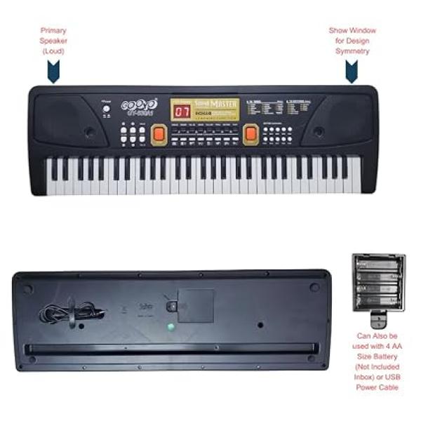 61 Keys Electronic Piano Keyboard for Beginners with LED Display & Mic | Portable Digital Music Keyboard with Multiple Tones