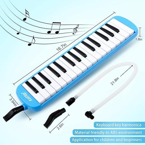 East top 32-Key Melodica, Professional Mouth Melodica Keyboard Organ Melodica Instrument for Adults, Students and Kids, As a gift, Set-Blue