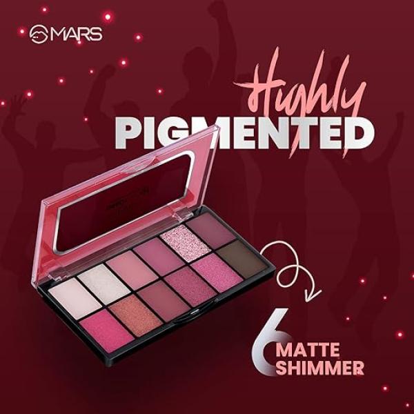 MARS 12 Shades Dance of Joy Eyeshadow Palette | Highly Pigmented and Blendable | Multicolor | Matte and Shimmer Finish 01-Multicolor (13.2g) (Shade-02)