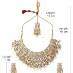 ZAVERI PEARLS Gold Tone Kundan Choker Necklace Earring Maangtikka & Ring Set For Women-ZPFK10799