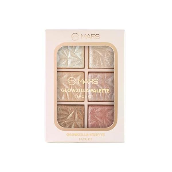MARS Glowzilla 6 Colour Highlighter Palette | Ultra Blendable & Long Lasting | Blinding Glow (12.0gm) (Shade-02)
