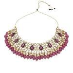 I Jewels Gold Plated Traditional Kundan Pearl Hanging Choker Necklace Jewellery Set With Earrings & Maang Tikka For Women & Girls