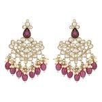 I Jewels Gold Plated Traditional Kundan Pearl Hanging Choker Necklace Jewellery Set With Earrings & Maang Tikka For Women & Girls