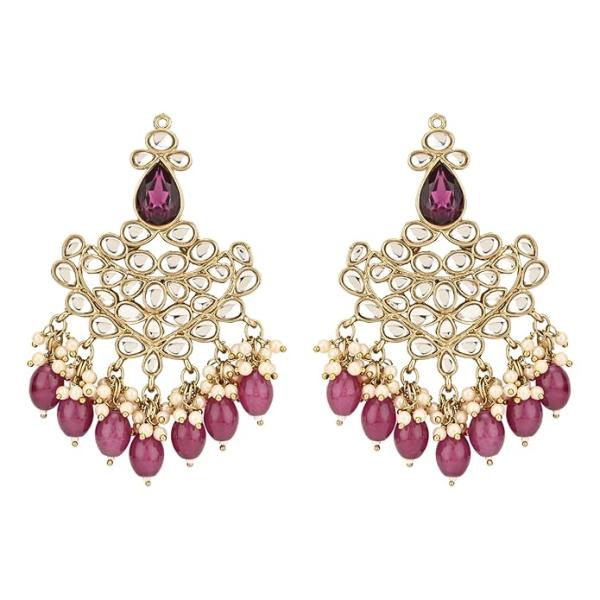 I Jewels Gold Plated Traditional Kundan Pearl Hanging Choker Necklace Jewellery Set With Earrings & Maang Tikka For Women & Girls