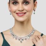 Karatcart Silver Toned American Diamond Studded Jewellery Set for Women