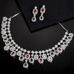 Karatcart Silver Toned American Diamond Studded Jewellery Set for Women