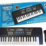 VEBETO Kids Piano with Mic (1 Year Warranty) 37 Keys 8 Rhythms 8 Tones 6 Demos Portable Electronic Keyboard Toy Beginners Educational Songs