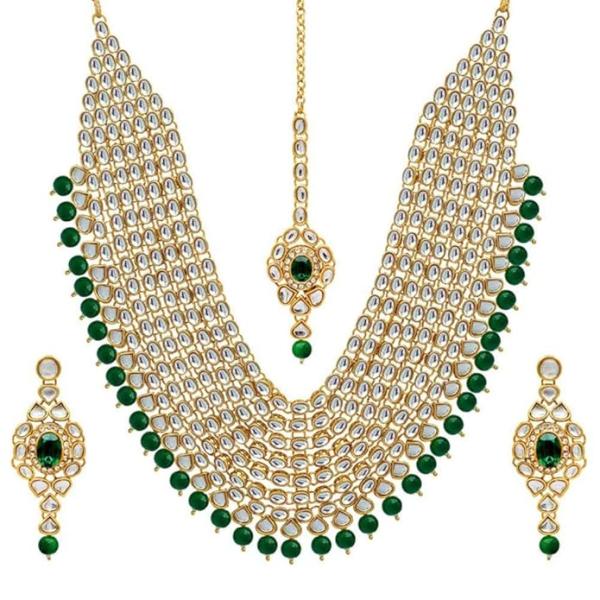 Shining Diva Fashion Latest Stylish Kundan Pearl Traditional Necklace Jewellery Set for Women