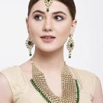 Shining Diva Fashion Latest Stylish Kundan Pearl Traditional Necklace Jewellery Set for Women