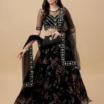 Suppar Sleave Women's Ethnic Wear Floral Digital Printed Organza zari Sequin Work Semi-Stitched Lehenga Choli With Dupatta