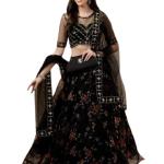 Suppar Sleave Women's Ethnic Wear Floral Digital Printed Organza zari Sequin Work Semi-Stitched Lehenga Choli With Dupatta