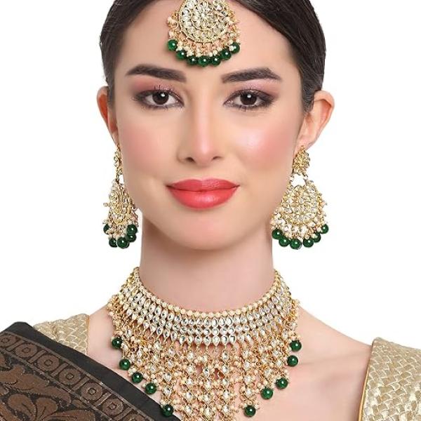 Shining Diva Fashion Latest Stylish Choker Traditional Pearl Kundan Necklace Jewellery Set for Women