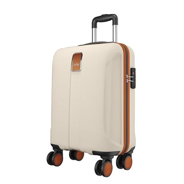 Safari Thorium Royale 8 Wheels 55cm Cabin Trolley Bag Hard Case Carry-on Polycarbonate Luggage, TSA Lock, Wet Pouch Organized Interior, Suitcase for Travel