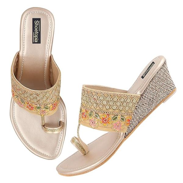 Shoetopia Women's & Girl's Woven Design Wedges Heels