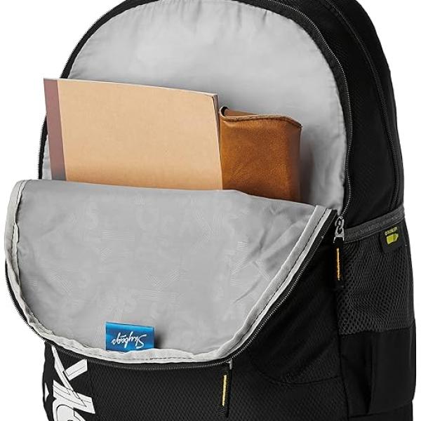 Skybags Casual Standard Backpack 28L, 2 Main Compartments, Bottle Pocket, Front Pocket, Padded Shoulder Straps | Black | Brat