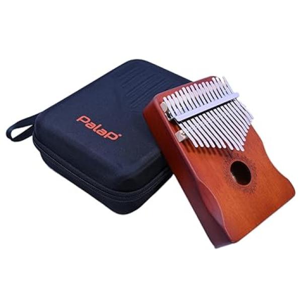 Palap Kalimba Thumb 17 Keys Piano with Engraved Notes in Protective EVA Case - Dark Brown