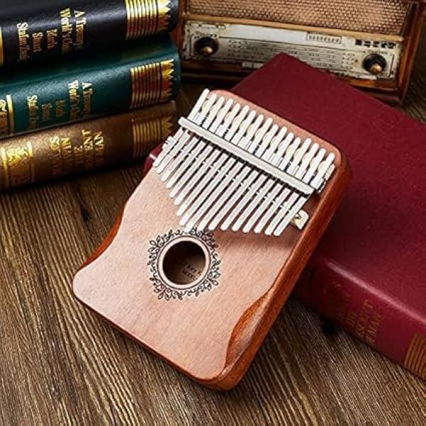 Palap Kalimba Thumb 17 Keys Piano with Engraved Notes in Protective EVA Case - Dark Brown