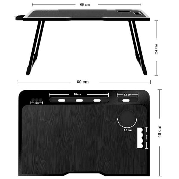 Cubiker Engineered Wood Multipurpose Foldable Laptop Table with Cup Holde