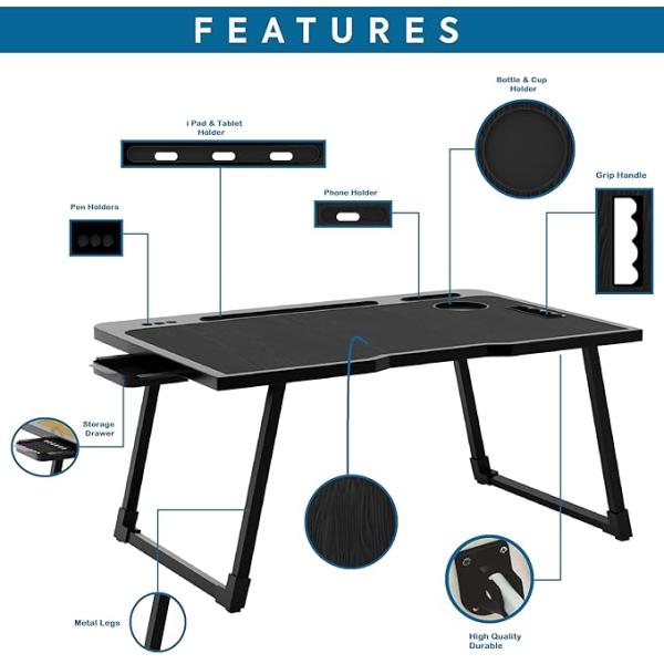 Cubiker Engineered Wood Multipurpose Foldable Laptop Table with Cup Holde
