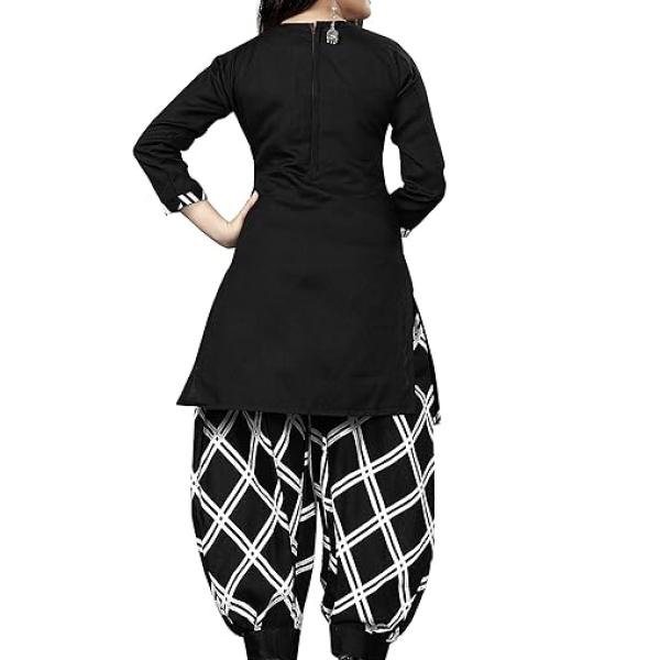 Rajnandini Women Black Cotton Blend Printed Salwar Suit (Ready To Wear_S-Size)