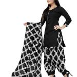 Rajnandini Women Black Cotton Blend Printed Salwar Suit (Ready To Wear_S-Size)