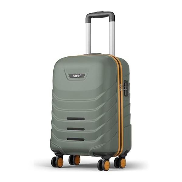 Safari Crescent 8 Wheels 56cm Small Cabin Trolley Bag Hard Case Polycarbonate 360 Degree Wheeling System Luggage