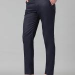 Men's Solid Ankle Length Flat Front Straight Slim Fit Casual Skinny Stretch Chinos Dress Business Pant